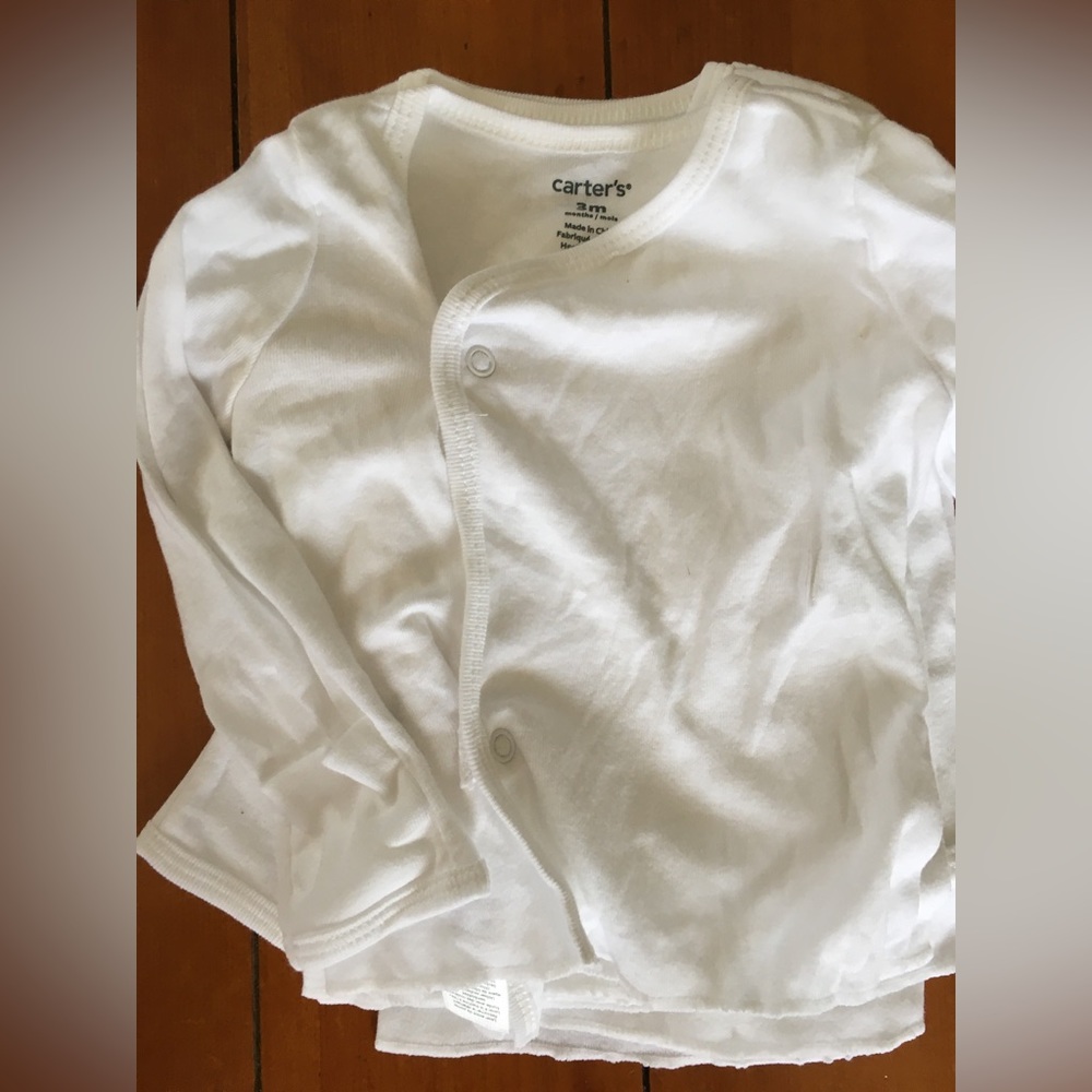 Carters kimono wrap tops with hand mits.